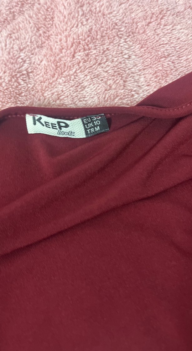 Bordo Drapeli Uzun Kollu elbise - Görsel 3