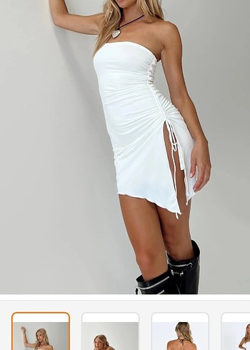 mini straplez elbise - Görsel 3