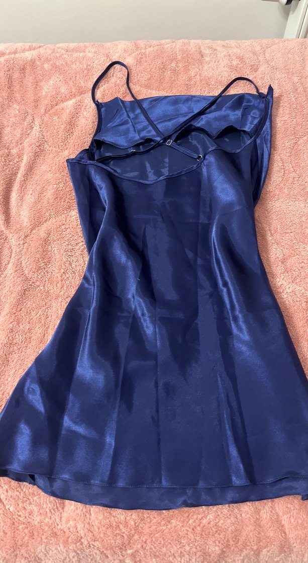 Lacivert İp Askılı Mini elbise - Görsel 2