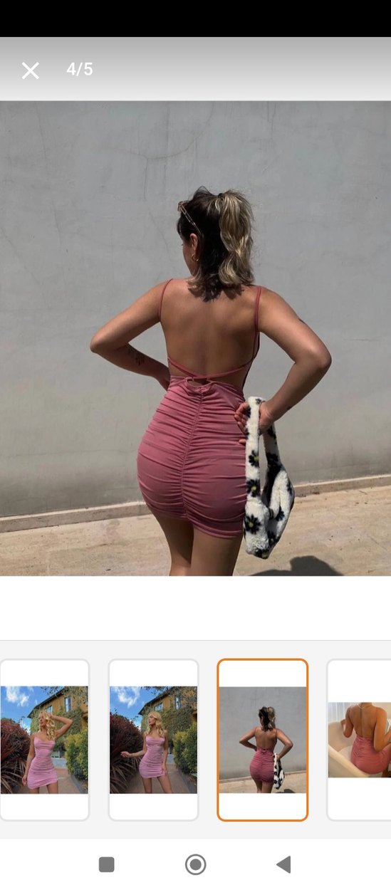 Pembe Drapeli Mini Elbise - Görsel 3