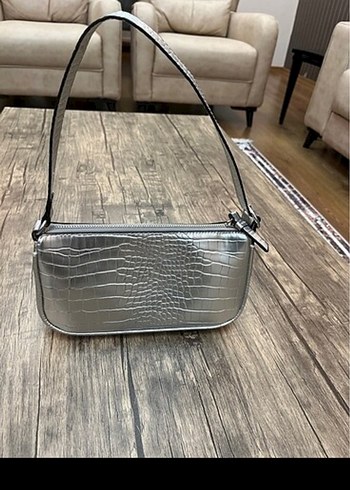 Stradivarius Gri Deri Yılan Desenli Kadın Çanta
