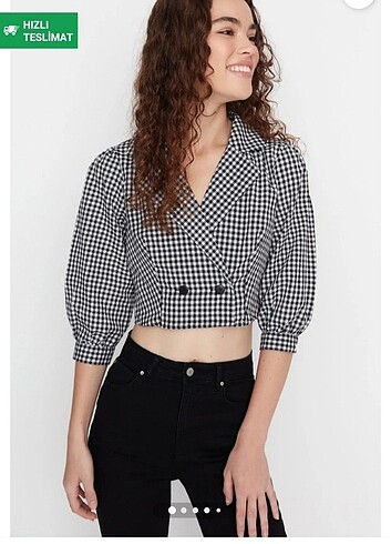 TRENDYOL CROP GÖMLEK