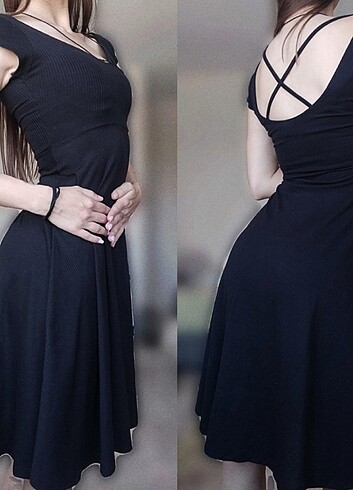 xs Beden siyah Renk siyah midi elbise