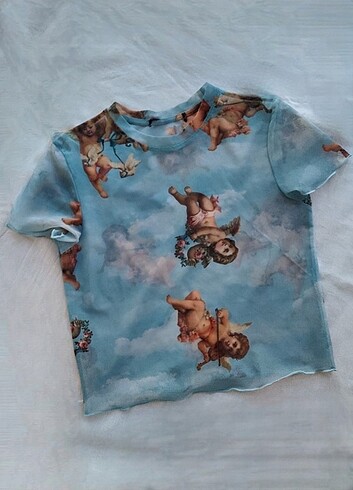 Bershka mavi tül crop