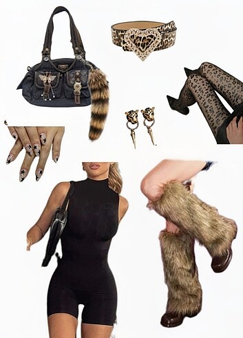 HEPSİ SATILIKTIR - Y2K gyaru leopar set