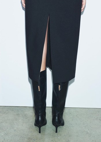 Zara Siyah Yüksek Yakalı Uzun Elbise - Görsel 5