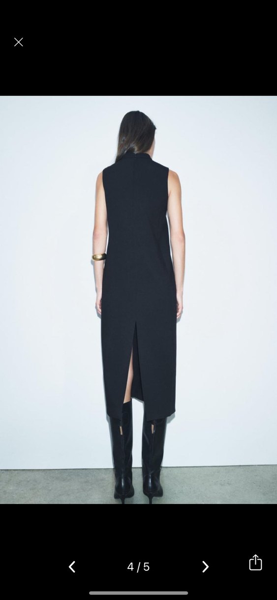 Zara Siyah Yüksek Yakalı Uzun Elbise - Görsel 3