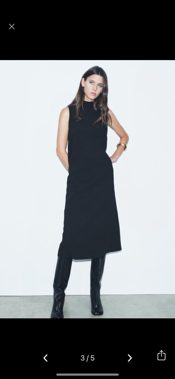 Zara Siyah Yüksek Yakalı Uzun Elbise - Görsel 4