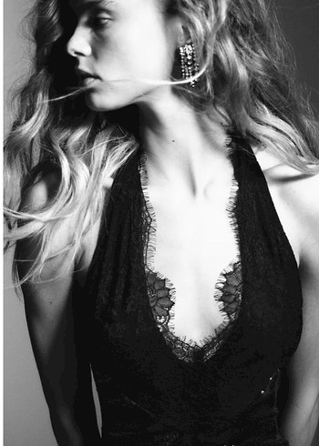 Siyah Dantelli payet Desenli Mini Elbise - Görsel 5