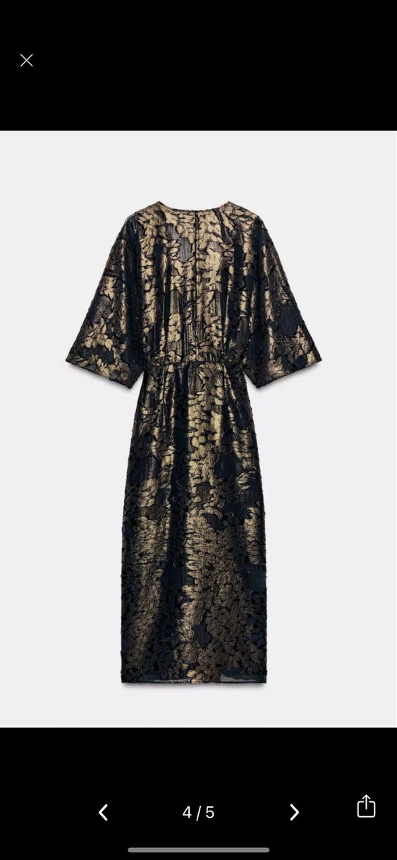 Yılan Desenli Siyah Uzun V Yaka Elbise - Görsel 4