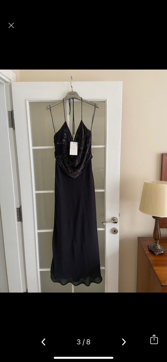 Siyah İşlemeli Uzun Straplez Büstiyer - Görsel 5