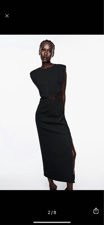 Zara Zara dantel detaylı cut out elbise