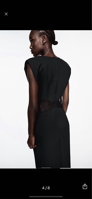 s Beden siyah Renk Zara dantel detaylı cut out elbise