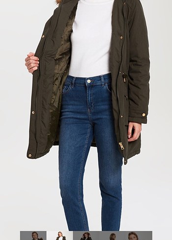 Yesil Kemerli Kadın Midi Ceket - Görsel 2