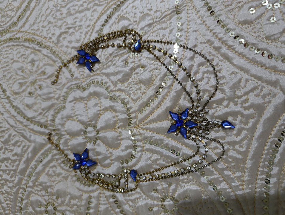 Mavi İşlemeli Payetli Kadın Saç Aksesuarı - Görsel 3