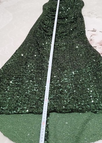 Yeşil Parlak Pul Payetli Uzun Abiye Elbise - Görsel 6