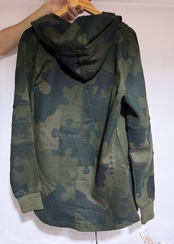 Gri Kamuflaj Kapüşonlu Erkek Ceket - Görsel 9