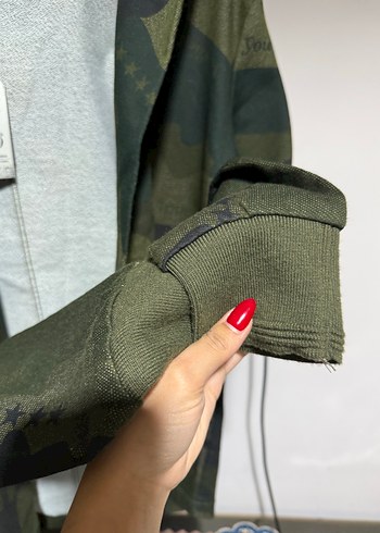 Gri Kamuflaj Kapüşonlu Erkek Ceket - Görsel 7