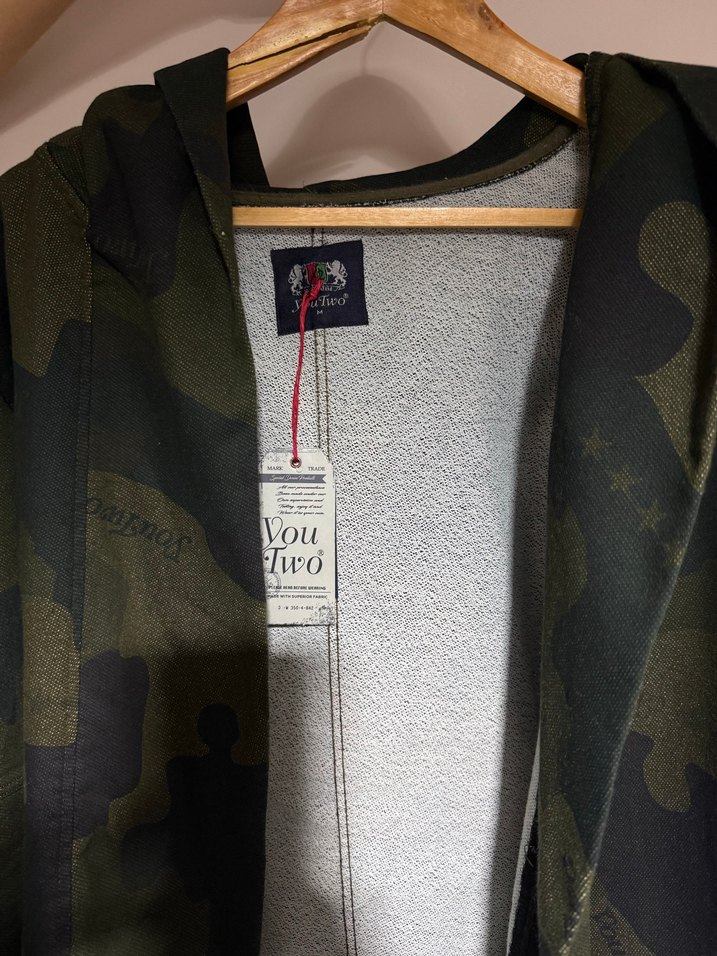 Gri Kamuflaj Kapüşonlu Erkek Ceket - Görsel 2