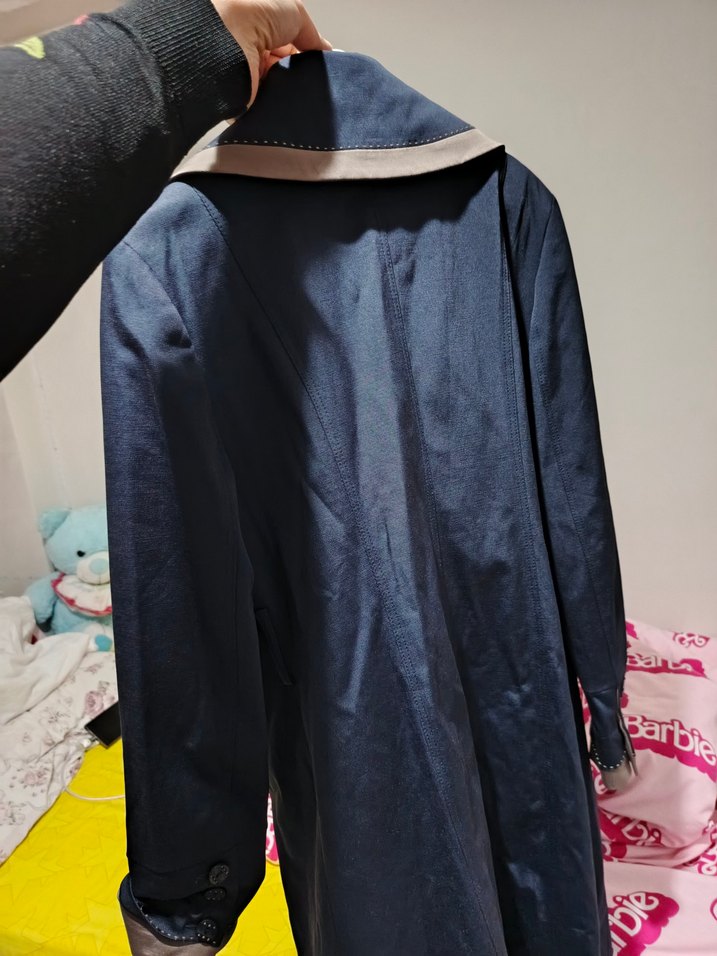 Düğmeli Lacivert Kadın Trençkot - Görsel 3