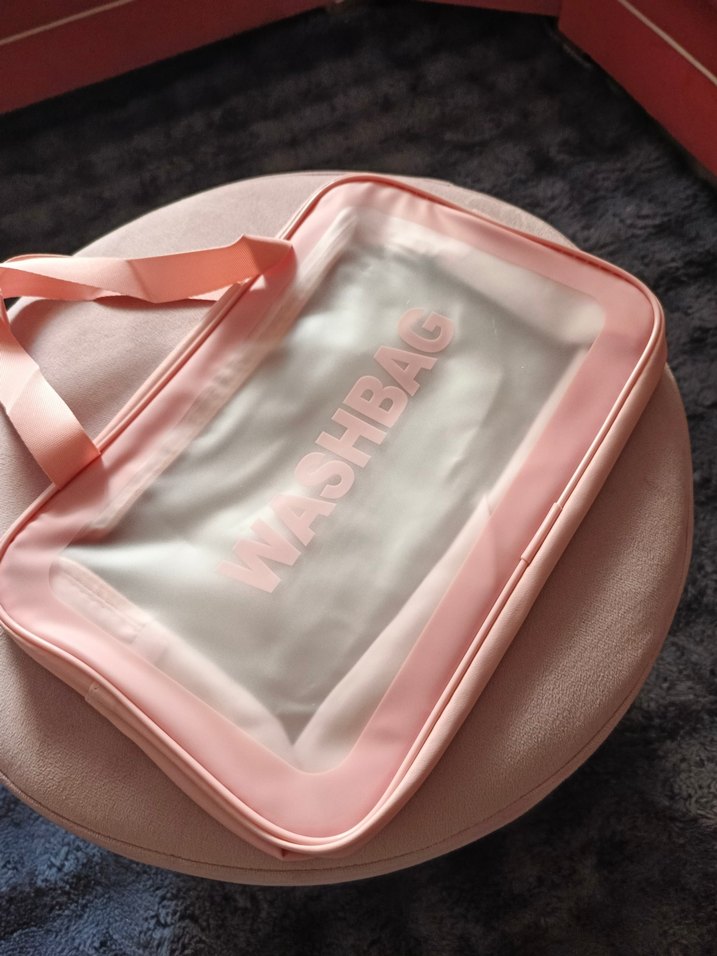 Pembe Fermuarlı Kadın Makyaj Çantası - Görsel 3