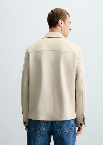 Bej Düğmeli Erkek Midi Boy Ceket - Görsel 2