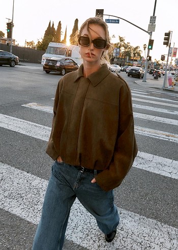 ZARA SÜET GÖRÜNÜMLÜ BOMBER CEKET - Görsel 8