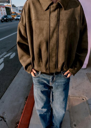 ZARA SÜET GÖRÜNÜMLÜ BOMBER CEKET - Görsel 5