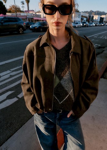 ZARA SÜET GÖRÜNÜMLÜ BOMBER CEKET - Görsel 4