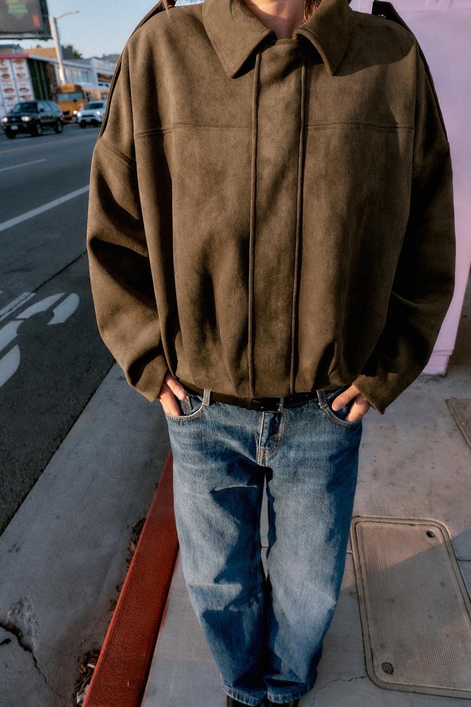 ZARA SÜET GÖRÜNÜMLÜ BOMBER CEKET - Görsel 5