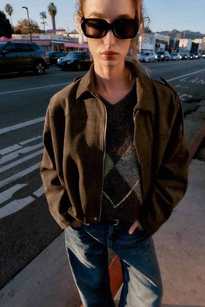 ZARA SÜET GÖRÜNÜMLÜ BOMBER CEKET - Görsel 4