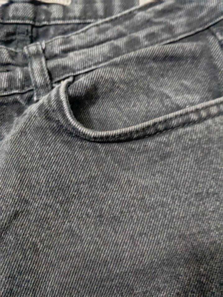 Koyu Gri Yıkamalı Geniş Paça Jean — görsel 4/5