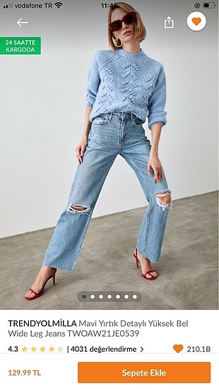 Trendyolmilla dizi yırtık jeans