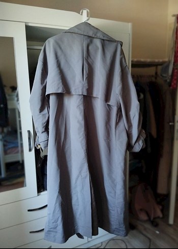 Gri Uzun Trençkot - Görsel 2