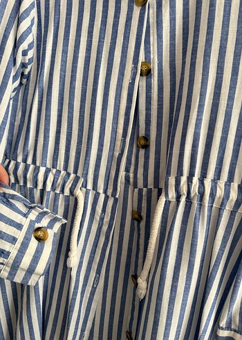 Çizgili Uzun Kollu pardesü - Görsel 2