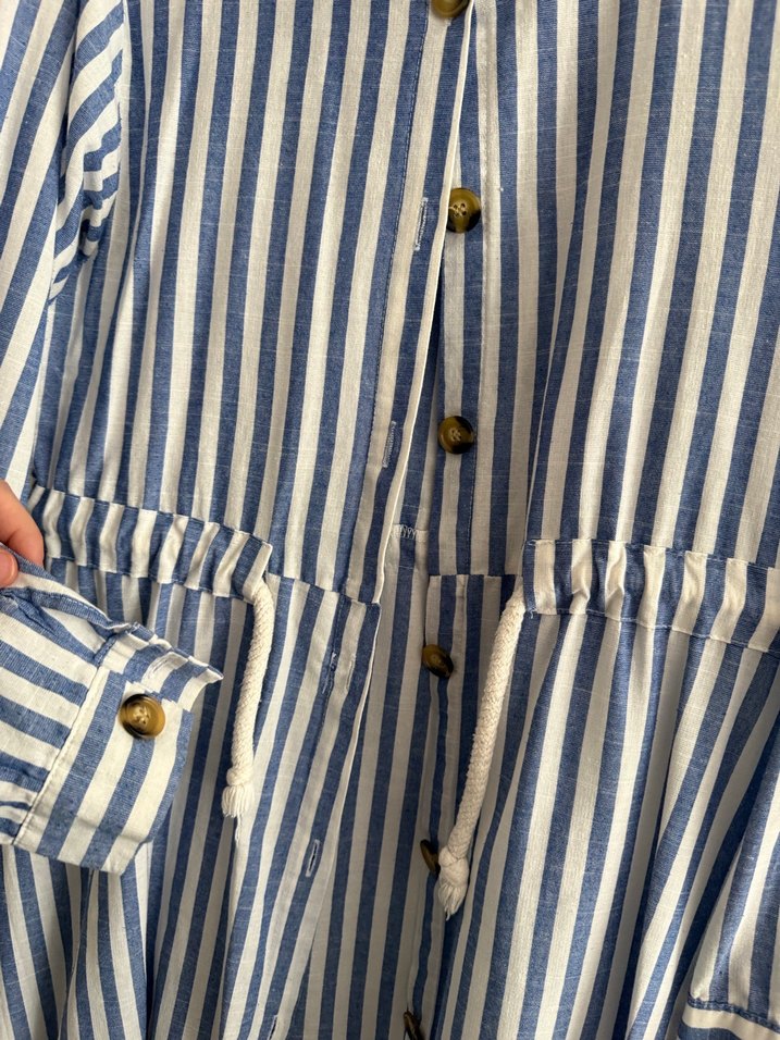 Çizgili Uzun Kollu pardesü - Görsel 2