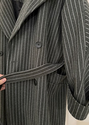 Çizgili Uzun Kışlık Kaban - Görsel 3