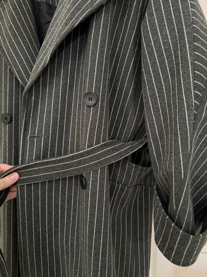 Çizgili Uzun Kışlık Kaban - Görsel 3