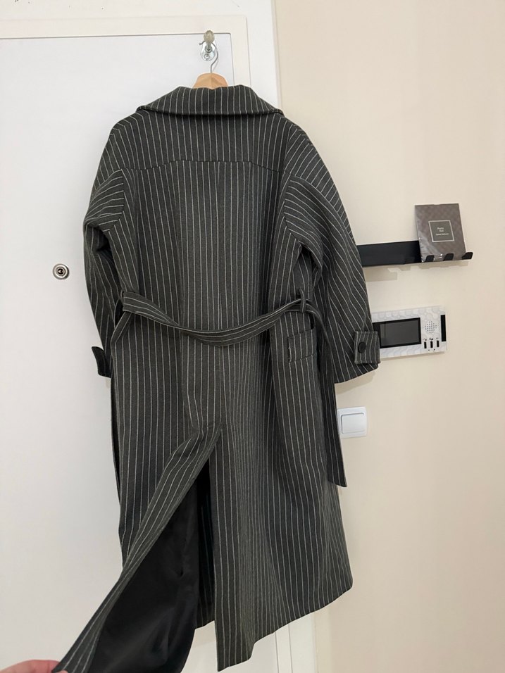 Çizgili Uzun Kışlık Kaban - Görsel 2