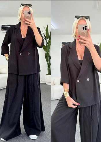 s Beden siyah Renk Siyah Uzun Kollu Kadın Kumaş Takım ( S M L XL bedenli mevcut)