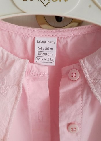 24-36 Ay Beden Kız Çocuk Pembe Kısa Kollu Düğmeli Gömlek
