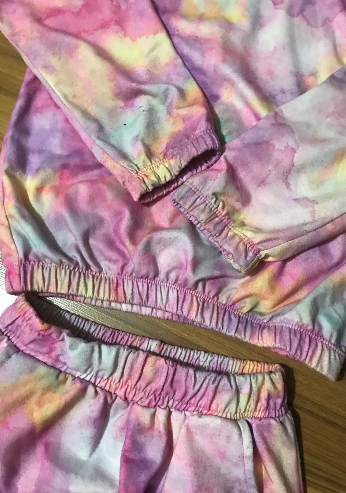 Kızlar için Çok Renkli Kapüşonlu Batik Eşofman Takımı - Görsel 5