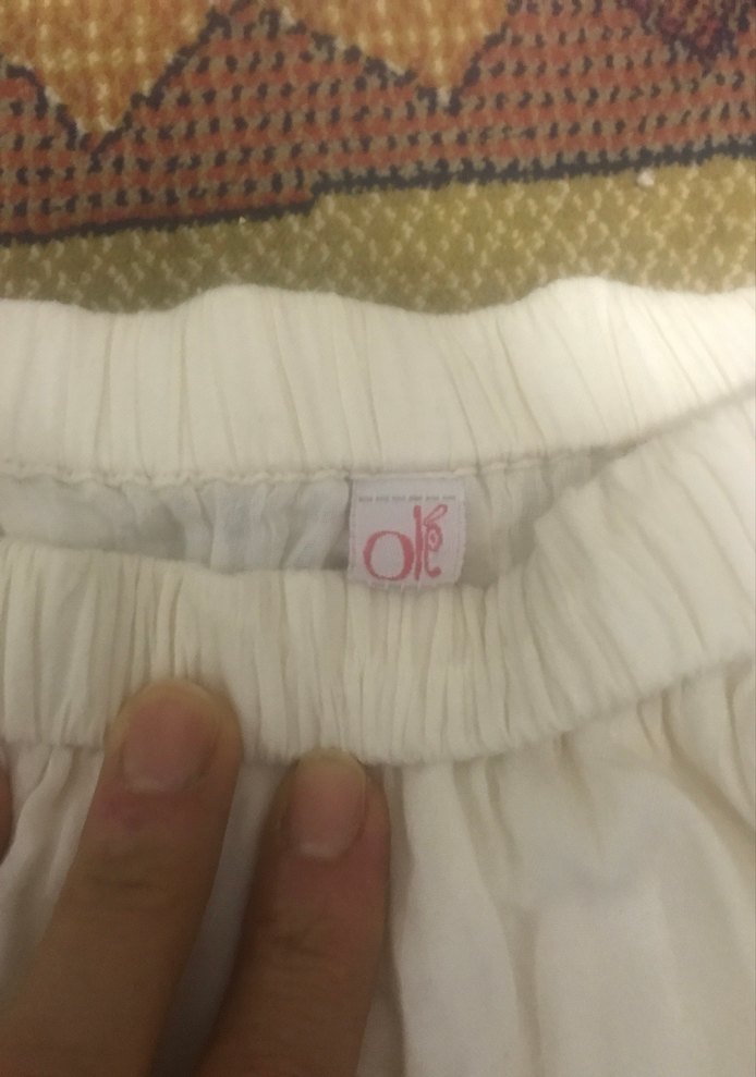 Kadın Beyaz krem batik Uzun Keten Etek - Görsel 3