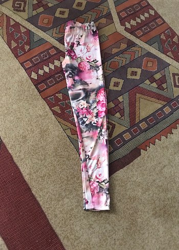 Pembe Çiçek Desenli Tayt - Görsel 4