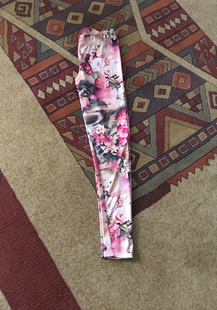 Pembe Çiçek Desenli Tayt - Görsel 4
