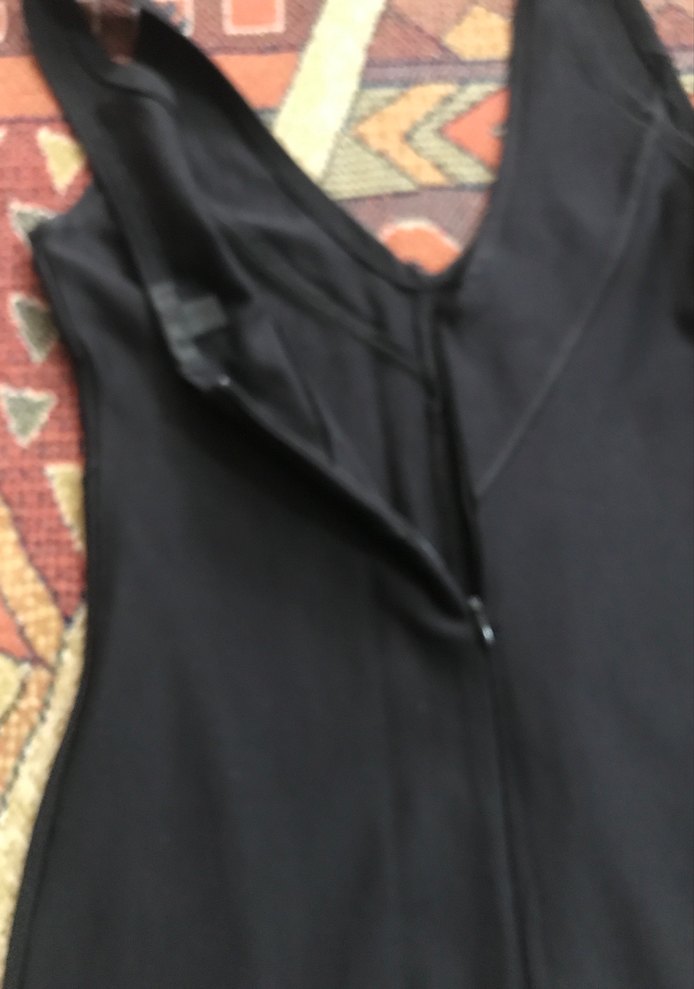 Siyah Drapeli V Yaka Uzun Elbise - Görsel 3