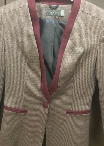 Bordo Düğmeli Kadın Blazer Ceket - Görsel 3