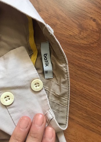 38 Beden Bej Kadın Keten Boru paça düz kesim Kumaş Pantolon