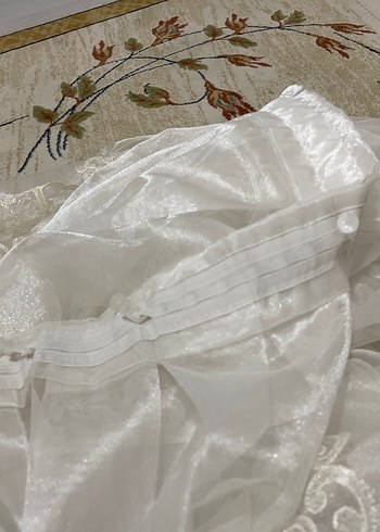 İşlemeli Beyaz Tül Perde - Görsel 3