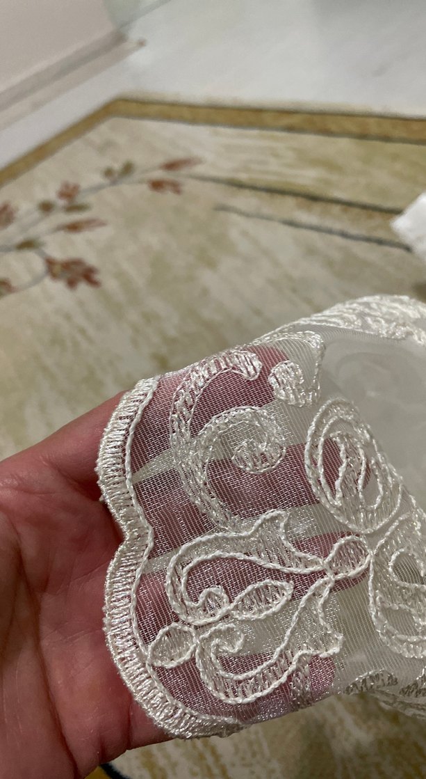 İşlemeli Beyaz Tül Perde - Görsel 2